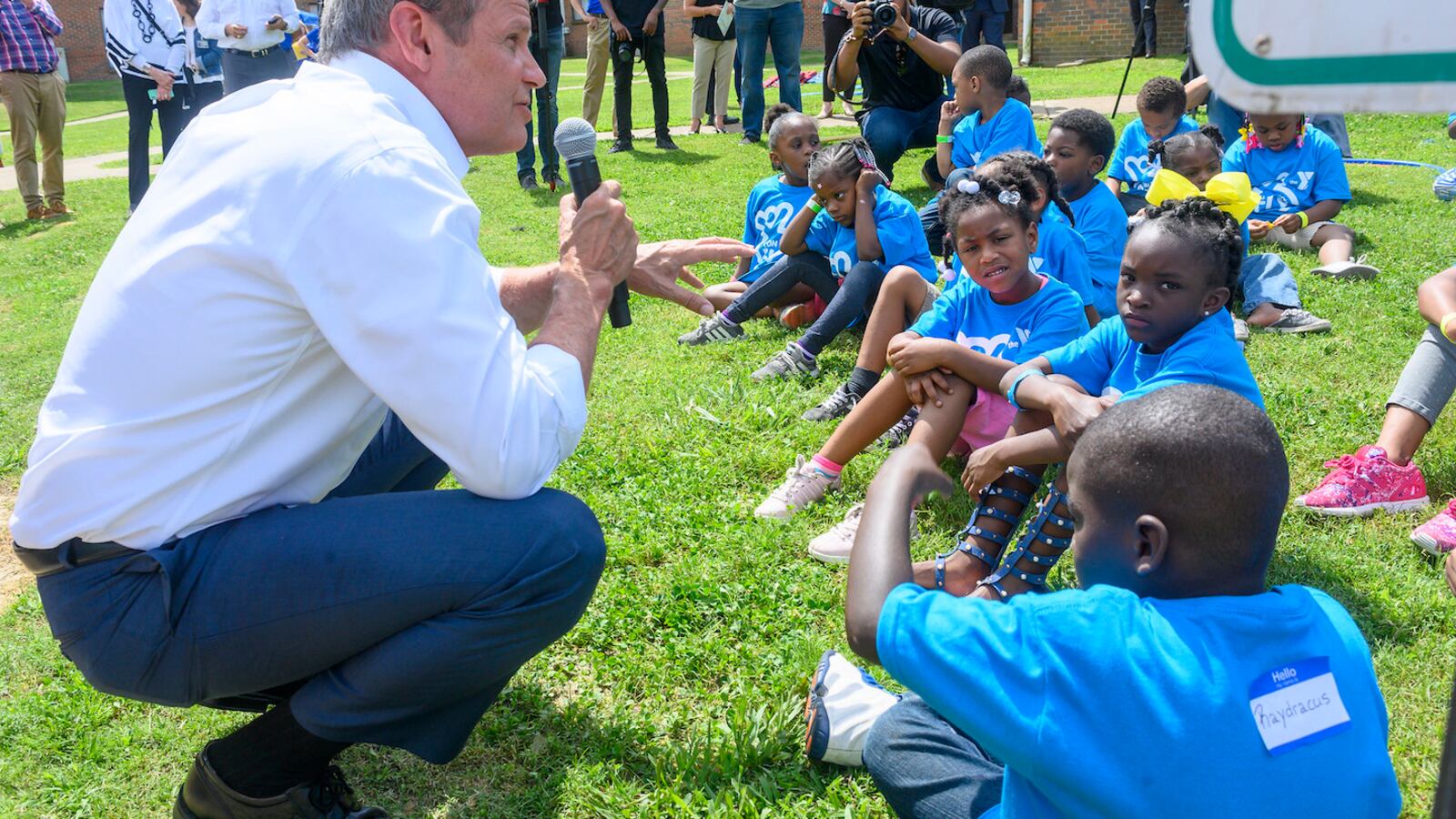 Gov. Bill Lee visits a YMCA program in Memphis and speaks with children who could be eligible for his education savings account program. Lee wants the program to launch in time for the 2020-21 school year.