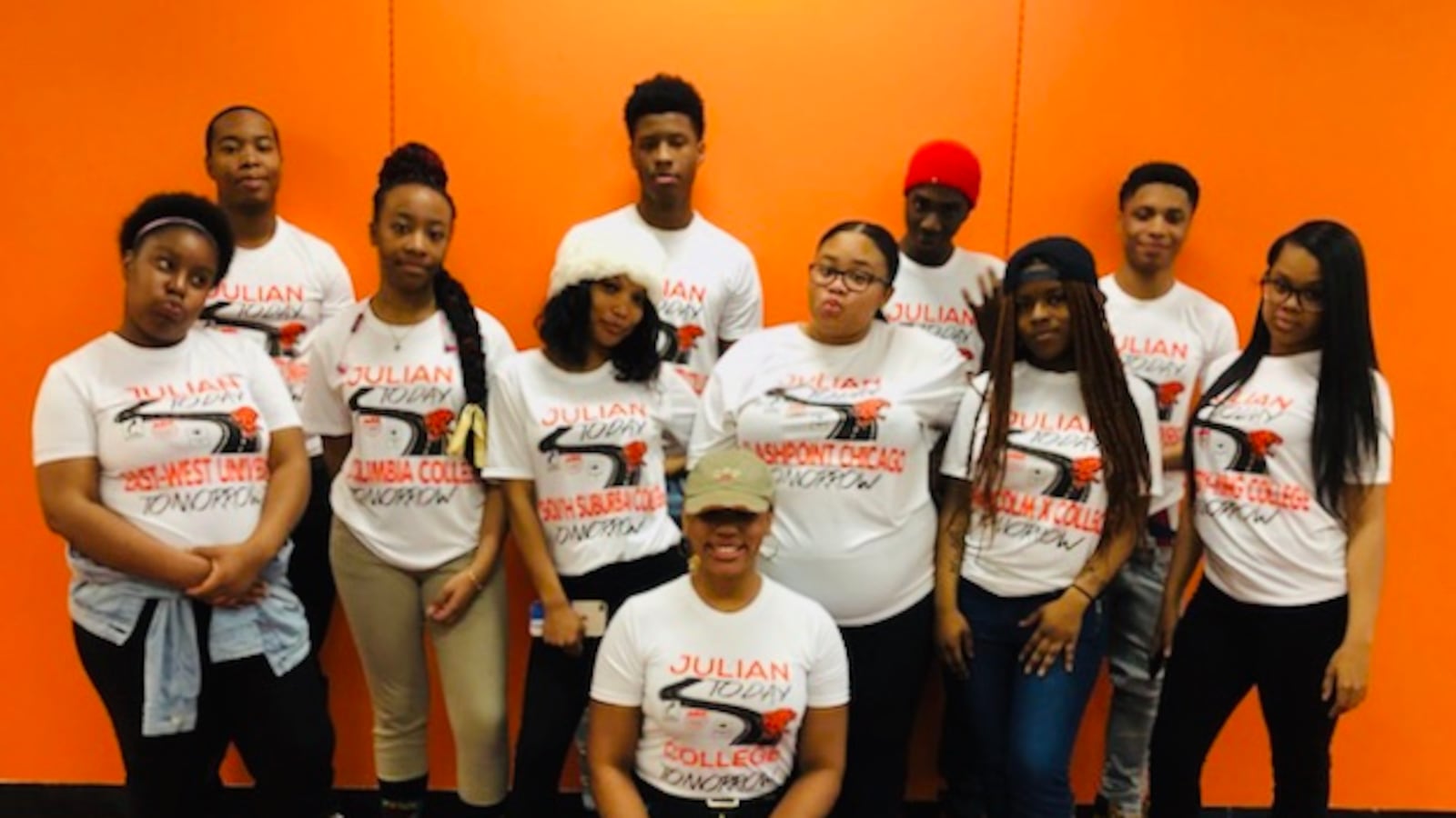 Dominicca Washington and her students at Julian High School in Chicago.