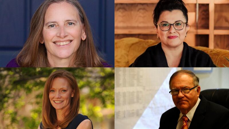 Image depicts four winning candidates for the Colorado State Board of Education. Clockwise from upper left, they are: Kathy Plomer, Rhonda Solis, Steve Durham, and Rebecca McClellan.
