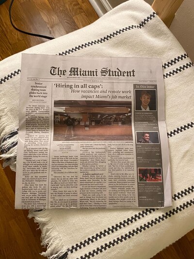 Front page of the March 10th, 2022 issue of The Miami Student