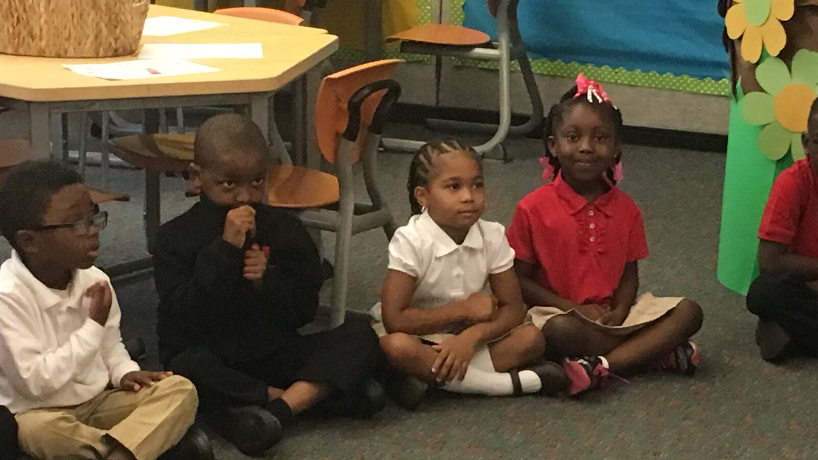 Kindergarteners at Detroit's University Prep Academy charter school on the first day of school in 2017.