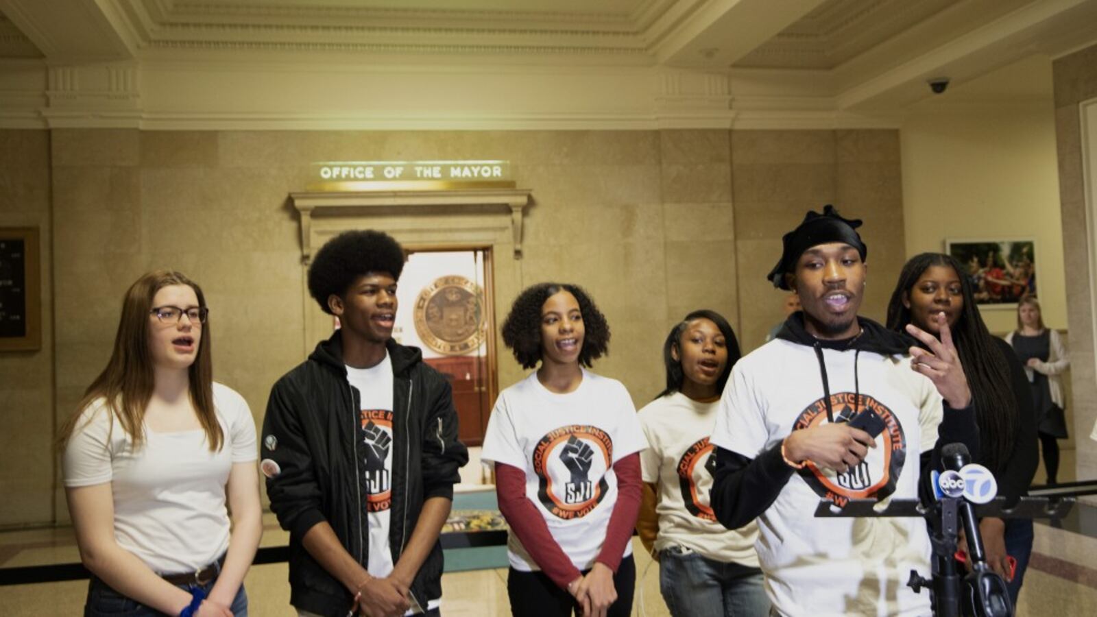 Jai Simpson, a member of a Chicago student environmental group called the Social Justice Institute, joined other activists in imploring Mayor Lori Lightfoot to reinstate the city’s department of environment.