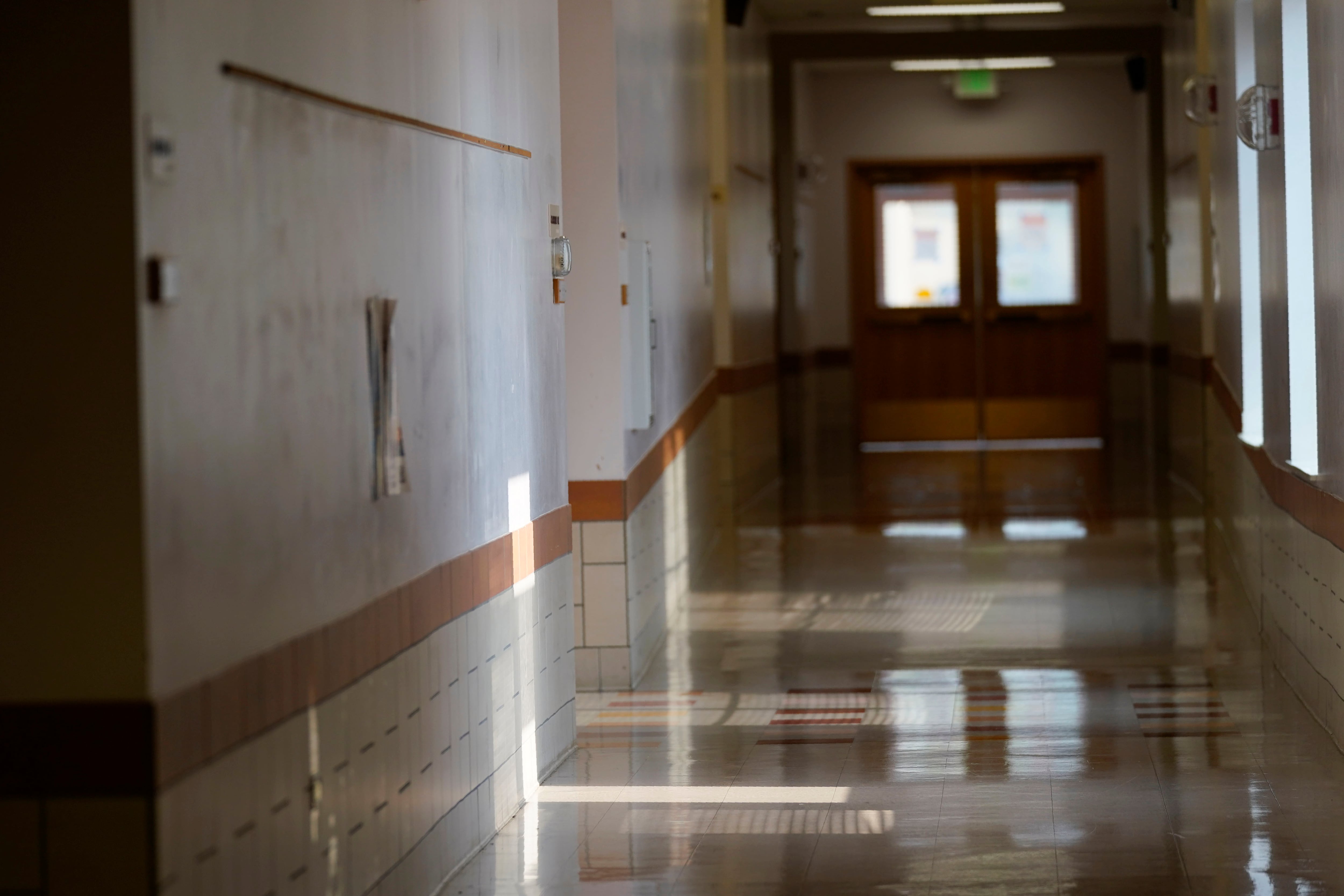 Empty school hallway