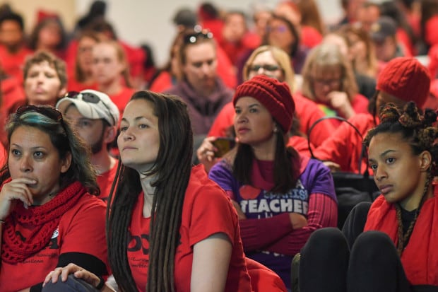 Educators and their supporters pack the room during the third day
