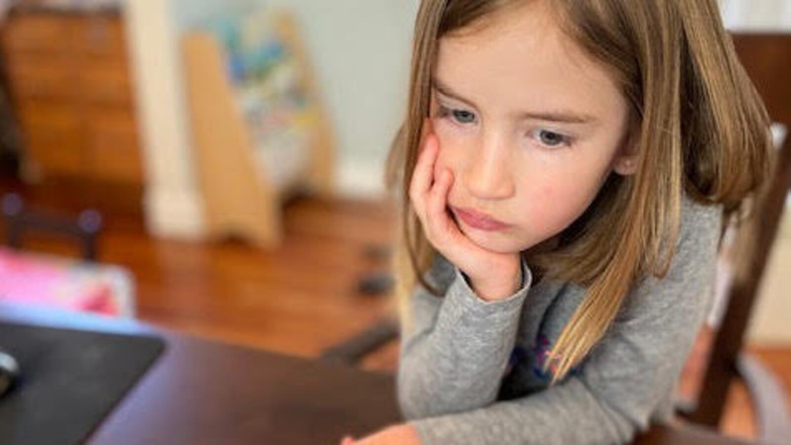 Macy, a kindergartner at Denver's Westerly Creek Elementary, liked doing school at home with her mom "a little bit."