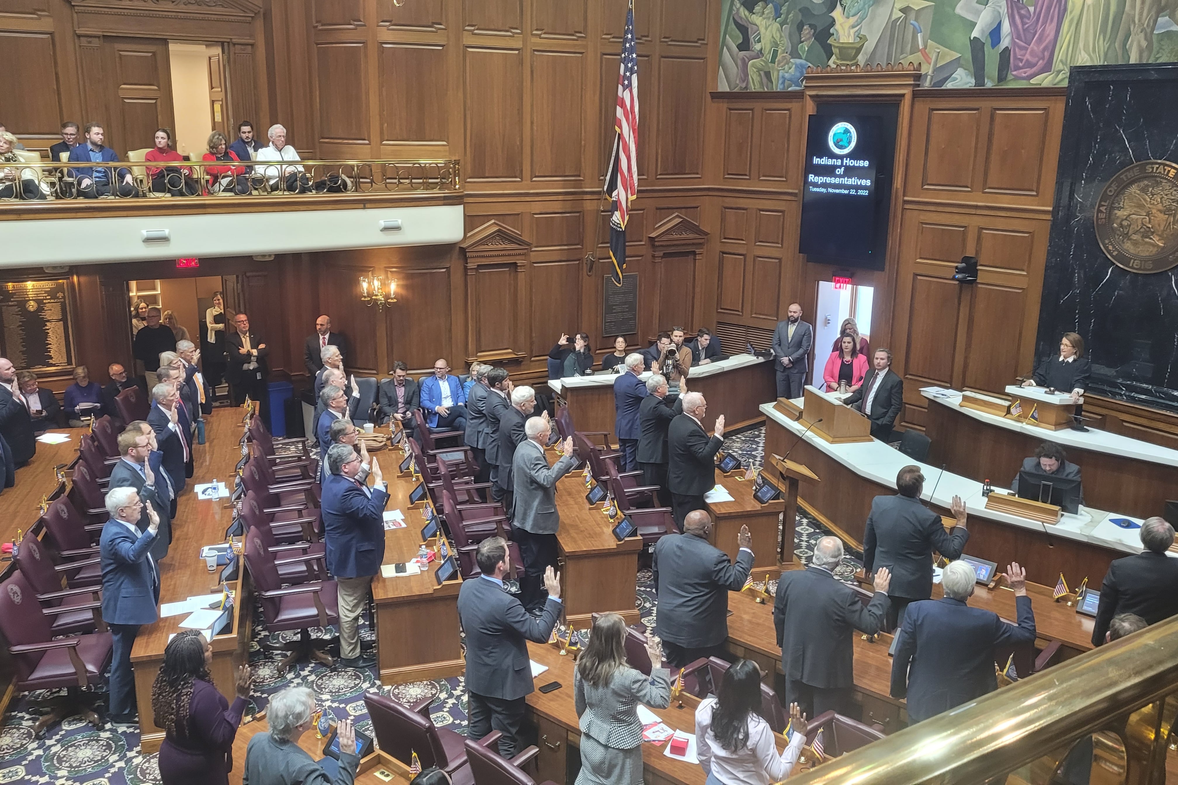 Indiana House lawmakers mark the ceremonial start of session, Organization Day, on Nov. 22, 2022.