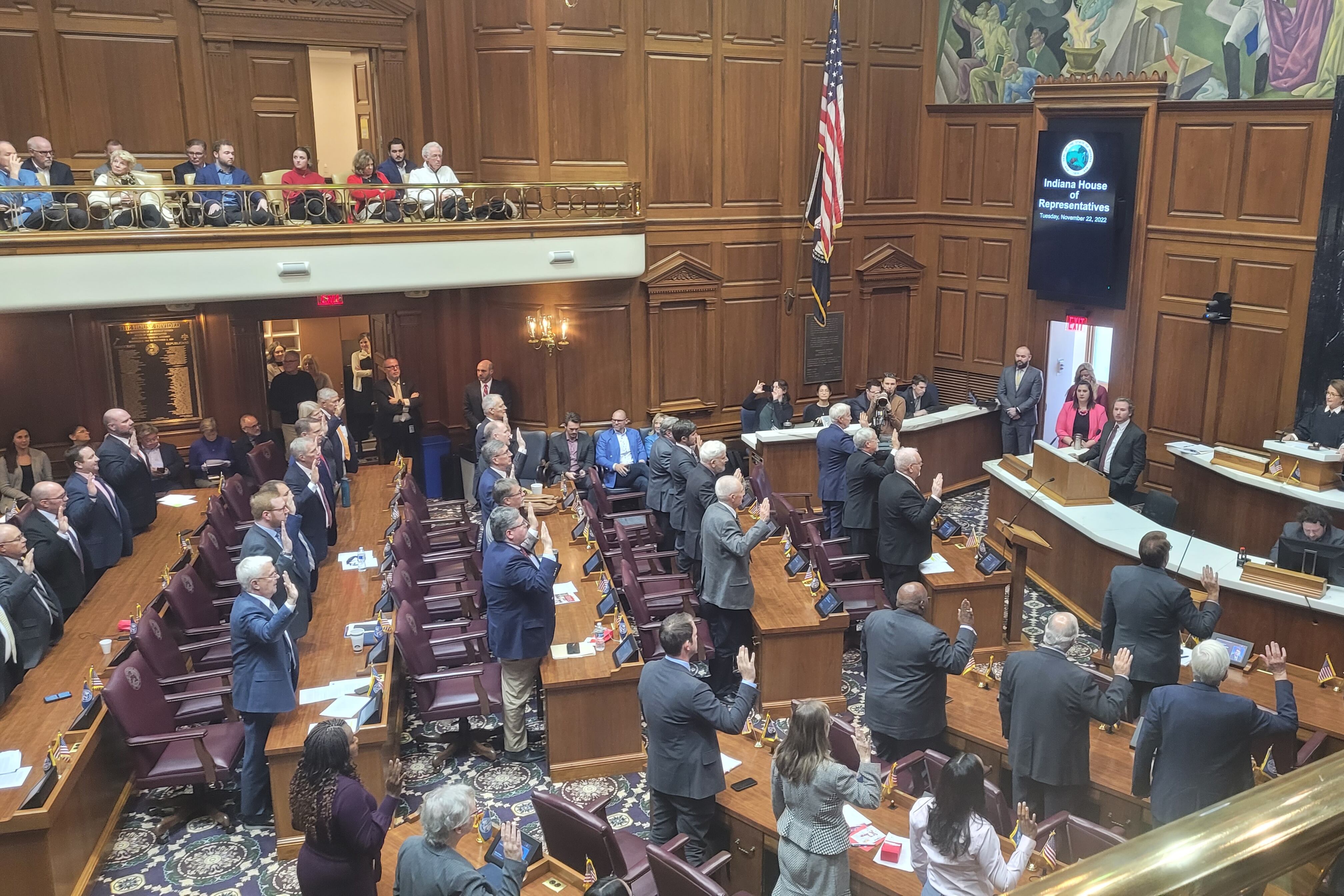 Indiana House lawmakers mark the ceremonial start of session, Organization Day, on Nov. 22, 2022.