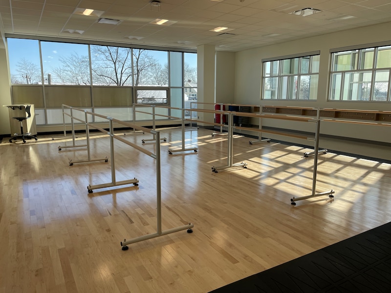 A photograph of an empty school building.