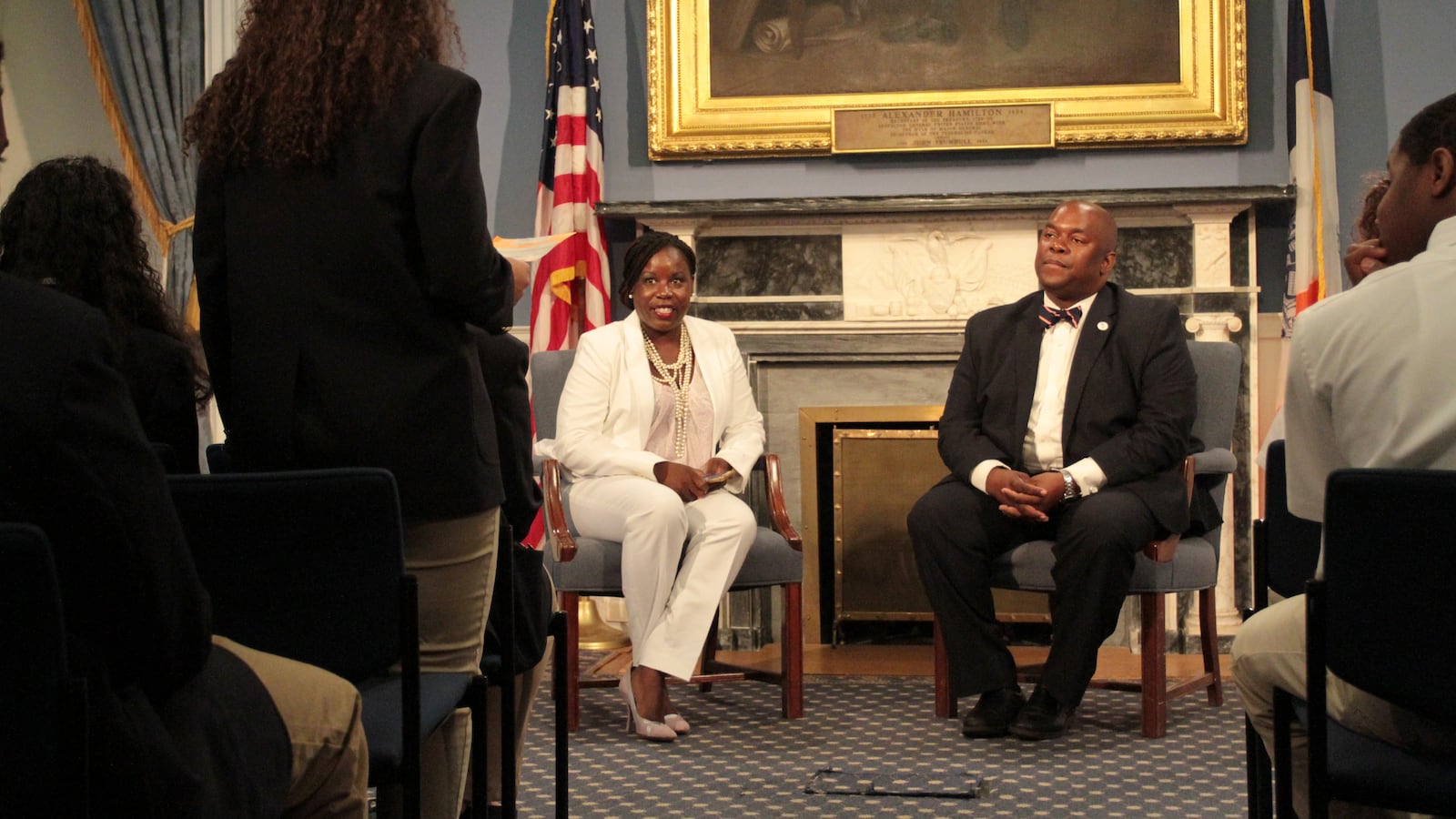 Deputy Mayor Richard Buery sat down with Samantha Pugh, the principal of the Charter High School for Law and Social Justice, to answer questions asked by the Bronx school’s inaugural class at City Hall last week.
