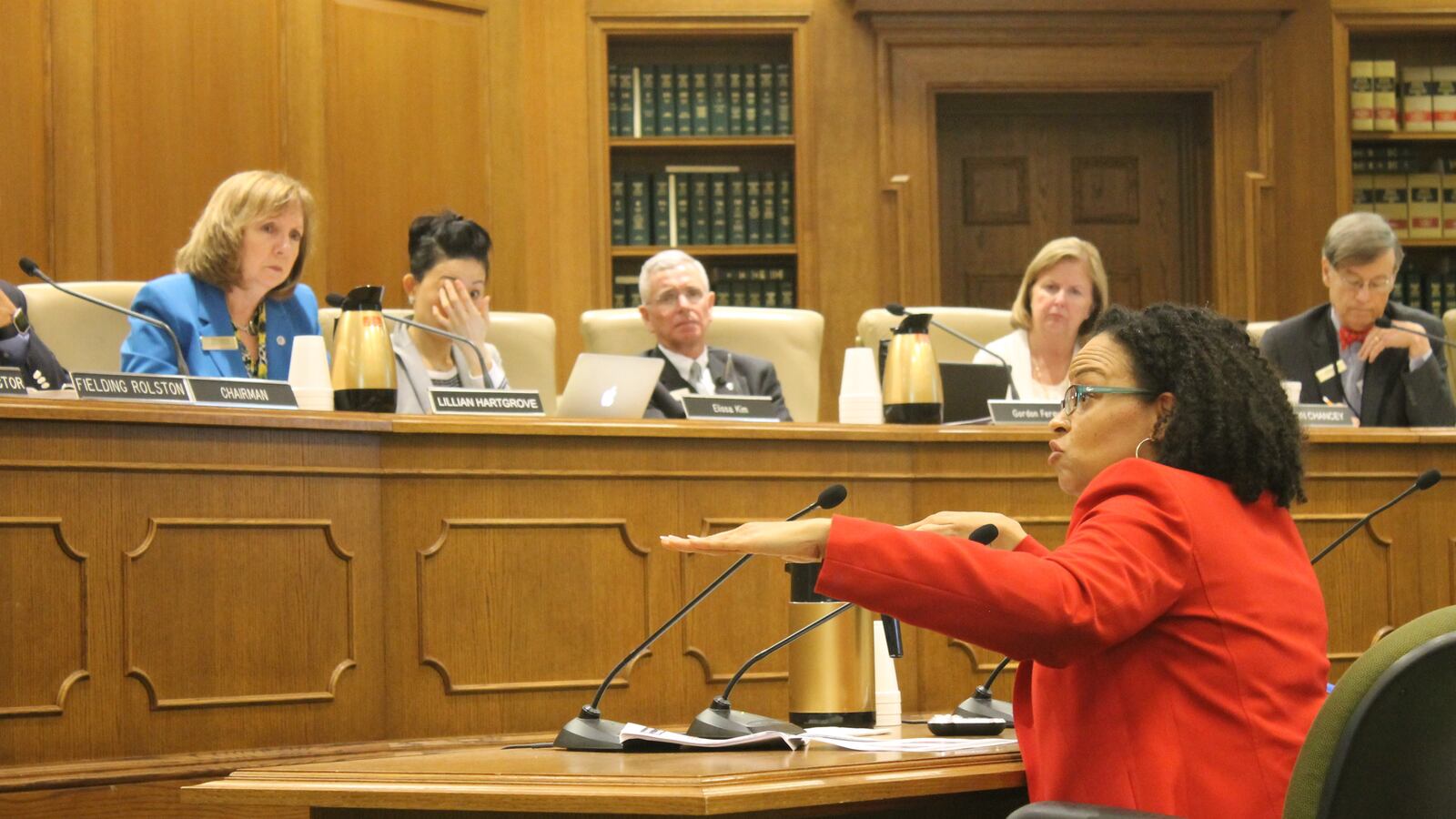ASD Superintendent Malika Anderson briefs the State Board of Education this spring.