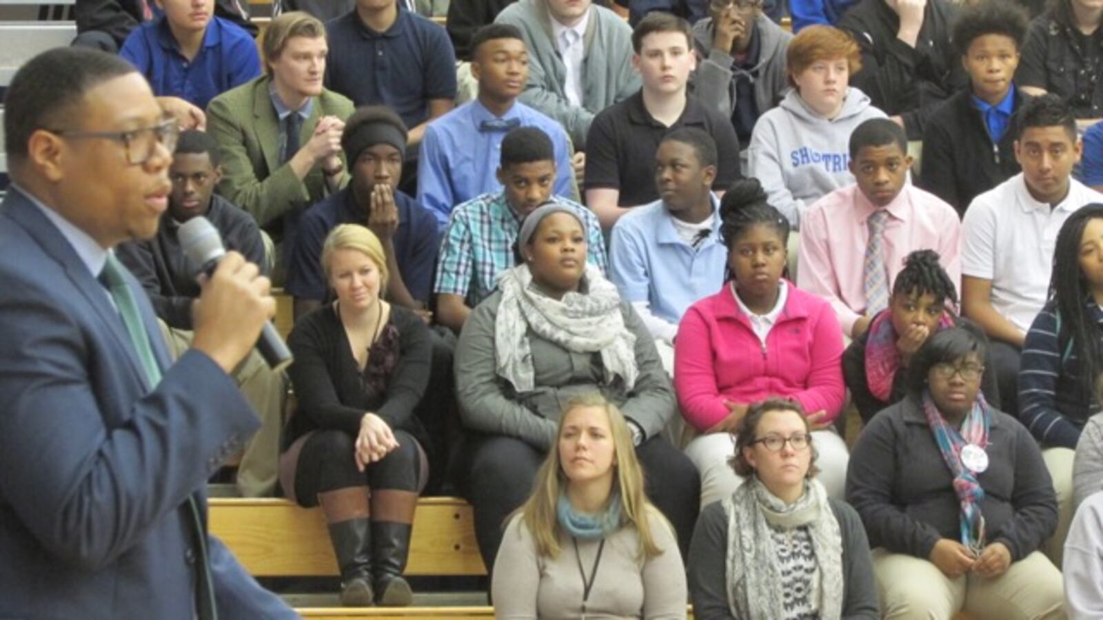 IPS Superintendent Lewis Ferebee speaks to students at Shortridge High School in November.
