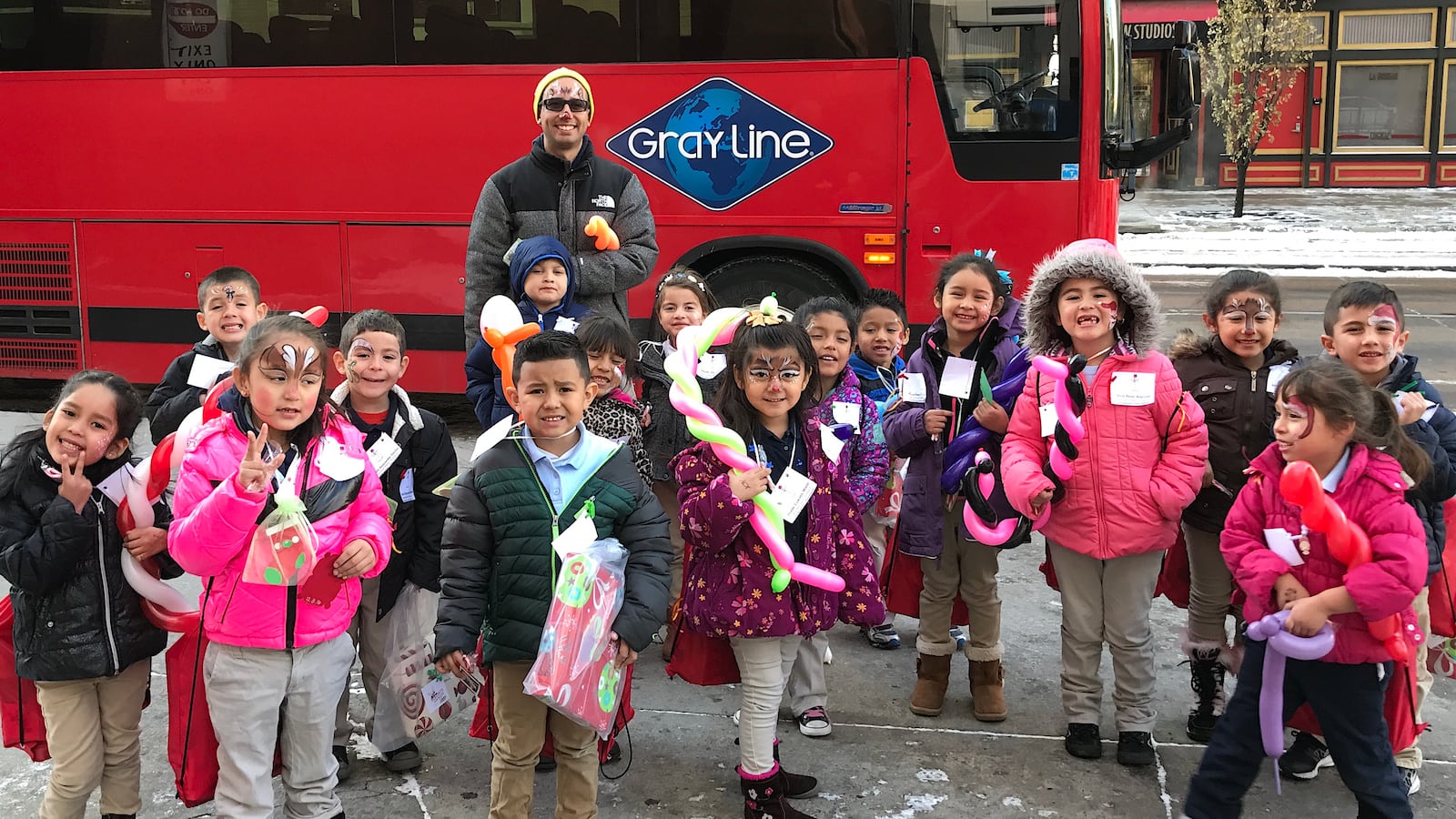 Andres Pazo, a kindergarten teacher at Denver's Maxwell Elementary, with his class.