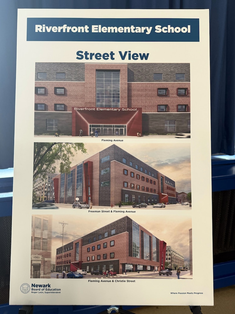A photograph of a floor plan poster board.