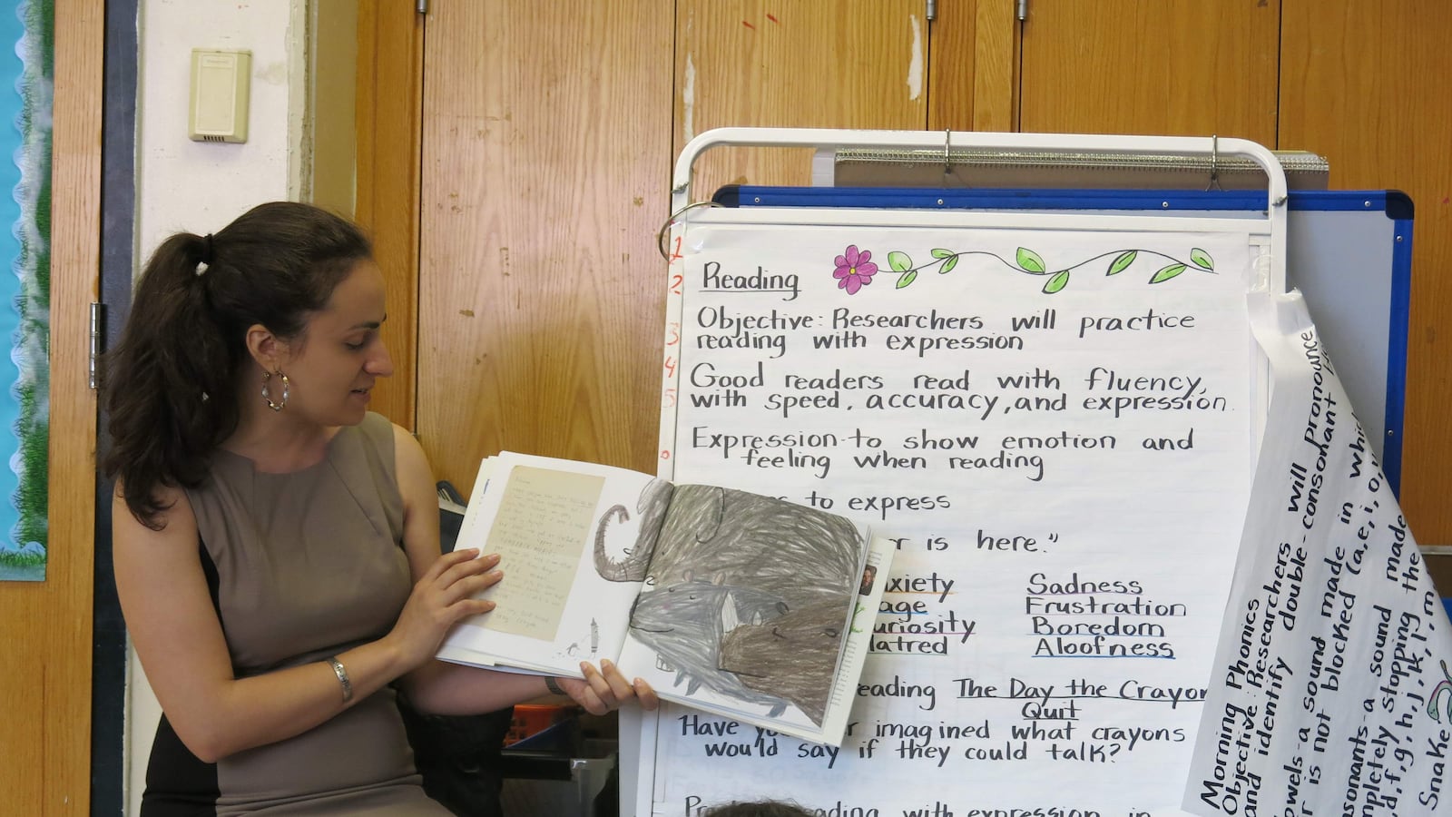 Molina chose “The Day the Crayons Quit” to teach students about reading with emotion.