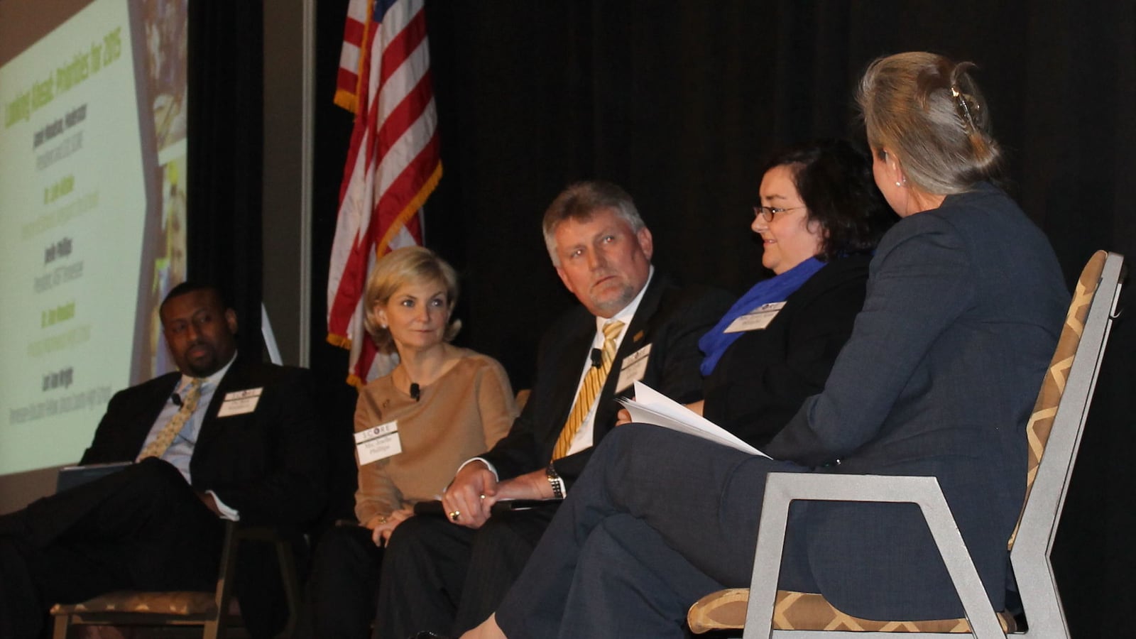 Lyle Ailshie (center) participates in a 2015 panel discussion on the state of education in Tennessee. The event was organized by the State Collaborative on Reforming Education when Ailshie was superintendent of schools in Kingsport.