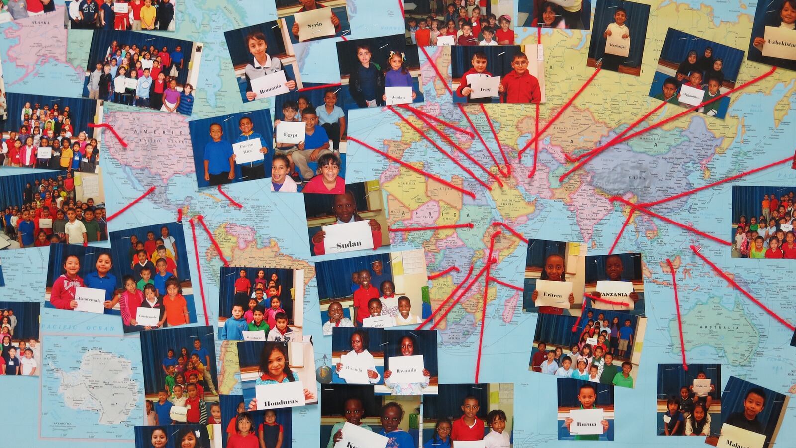 A bulletin board at Tusculum Elementary School tracks nationalities represented at the Nashville public school.