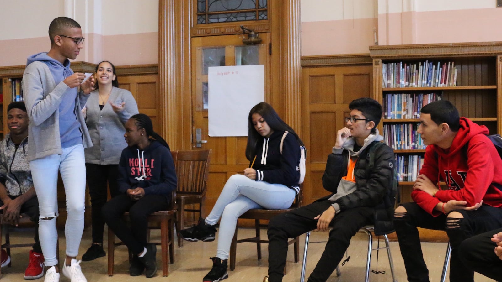 Students participate in a peer mentoring program at Cypress Hills Collegiate Preparatory School.