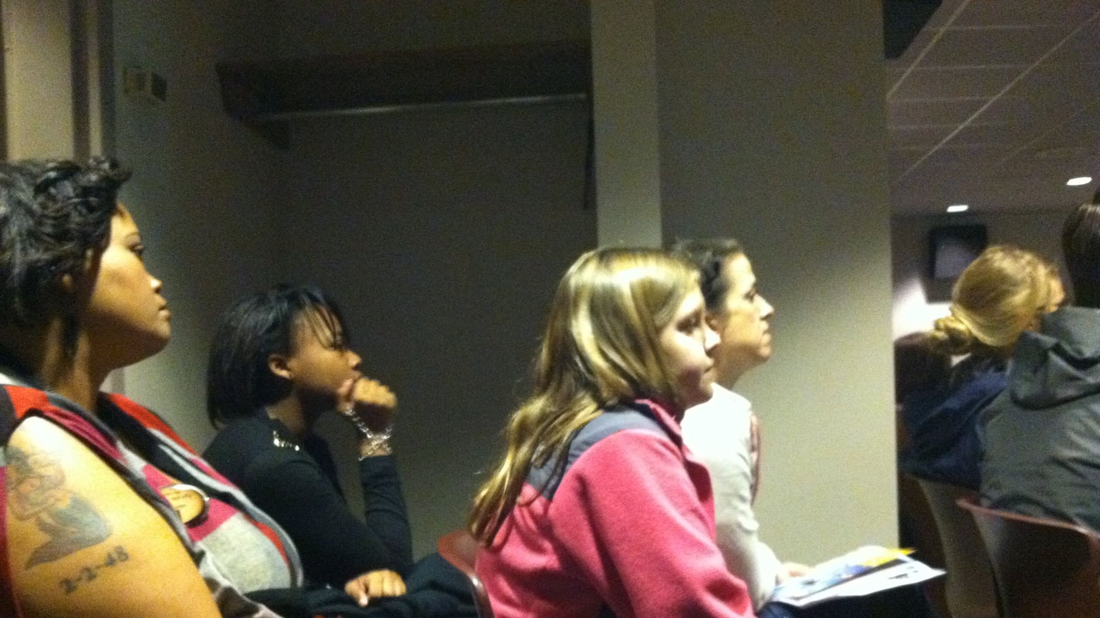 Parents and students at a January informational meeting about a new STEAM school in the Fairview building.