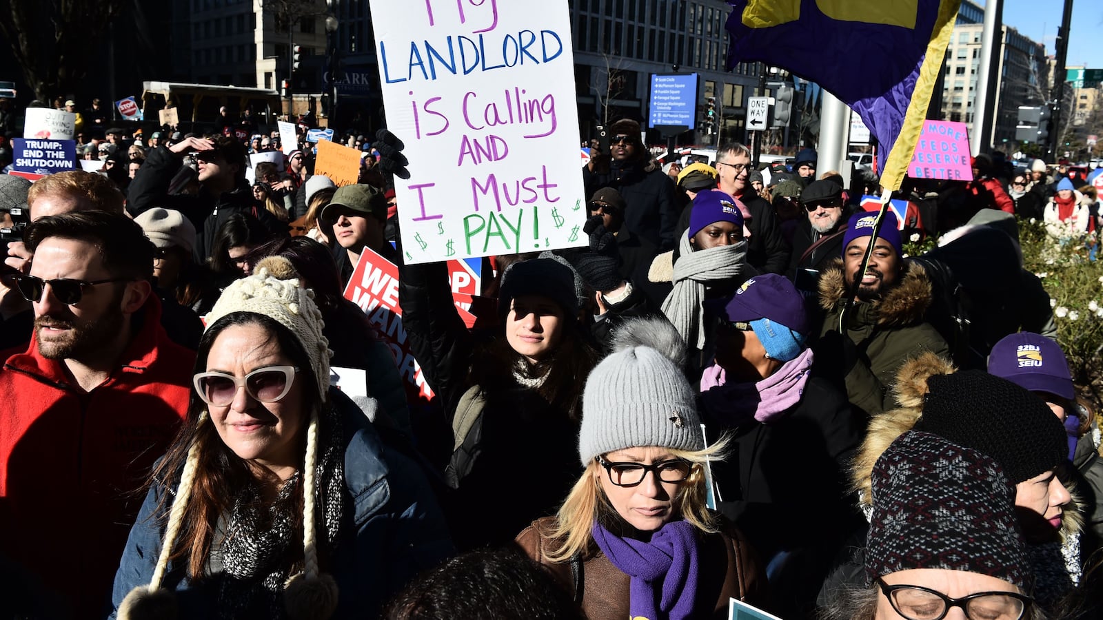 Union workers demonstrate Jan. 10 in Washington, D.C., against the partial shutdown of the federal government.