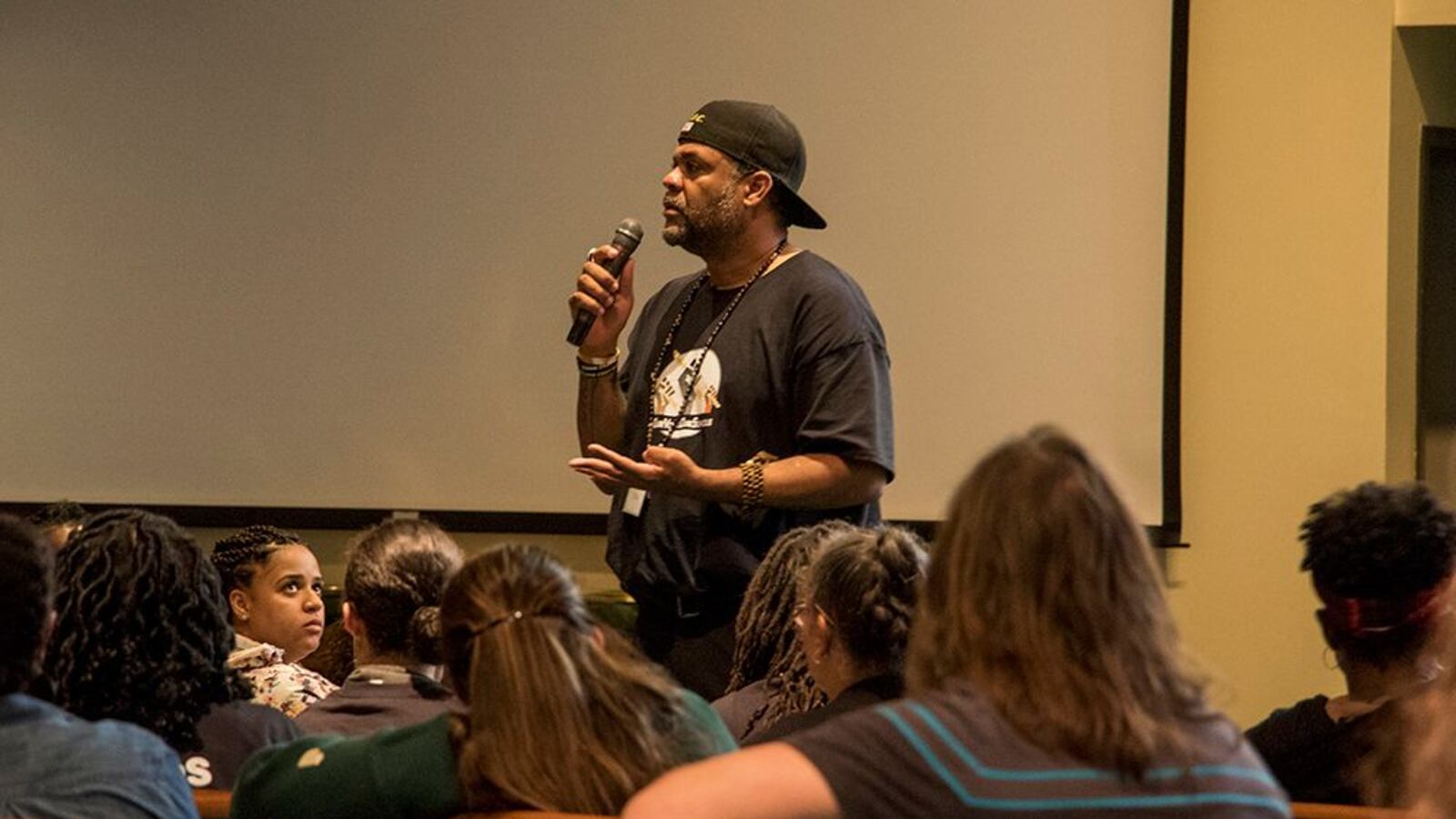 Hasira "H-Soul" Ashemu leads the Black Parent Empowerment Summit at Denver's Shorter Community AME Church in May 2018.