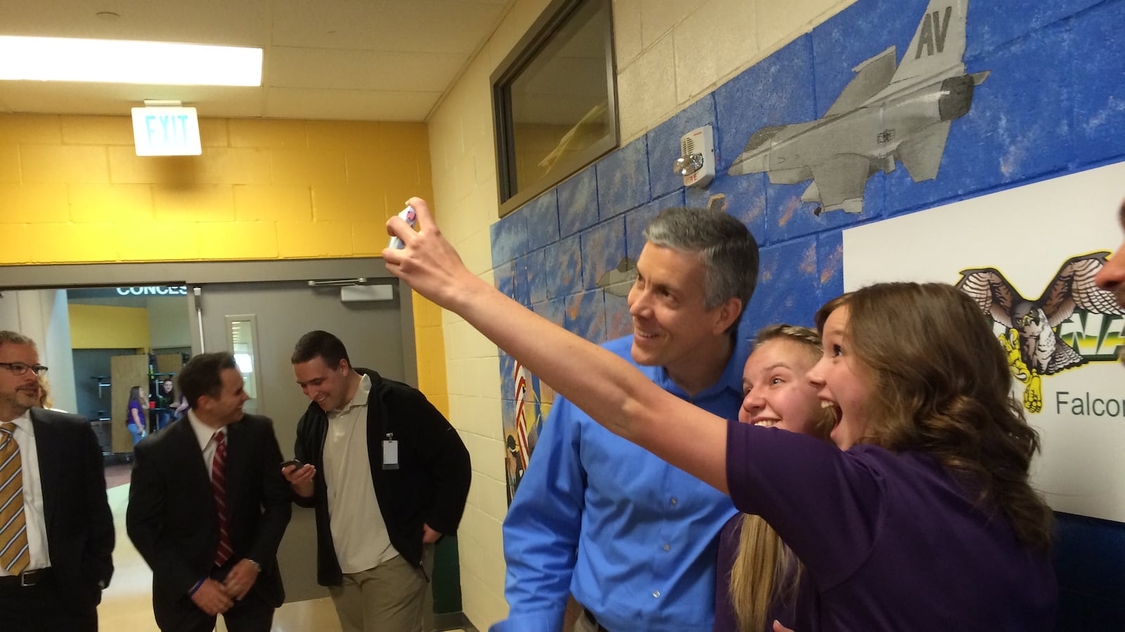 U.S. Secretary of Education Arne Duncan posed for a selfie with students in Colorado Springs last year.