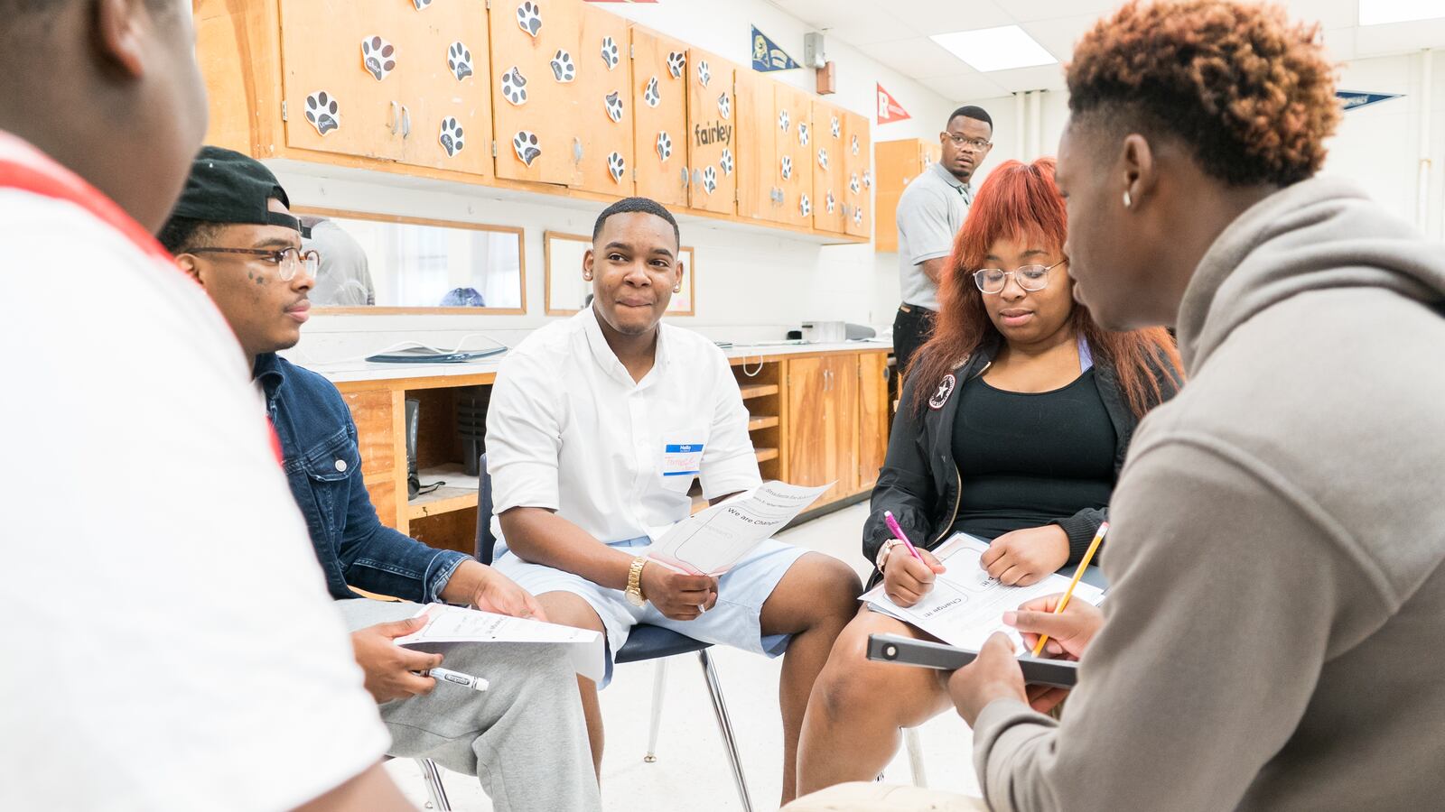 Students discuss advocacy topics during their session at Fairley High School, one of 10 schools in Shelby County participating in the program.