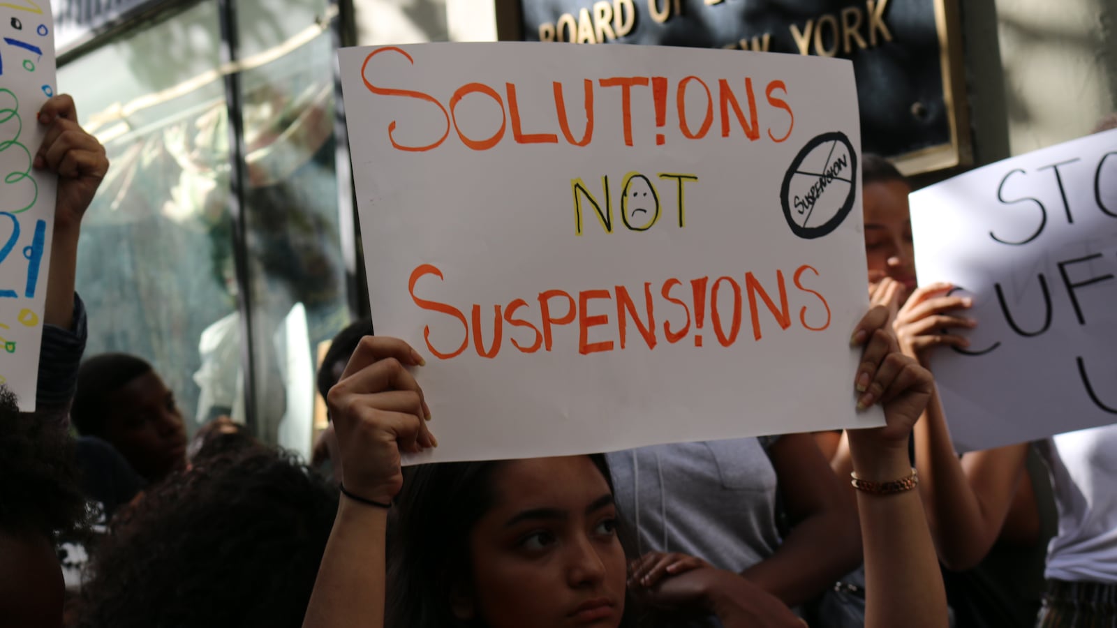 New York City advocates protested against the city's school suspension policy in August 2016.