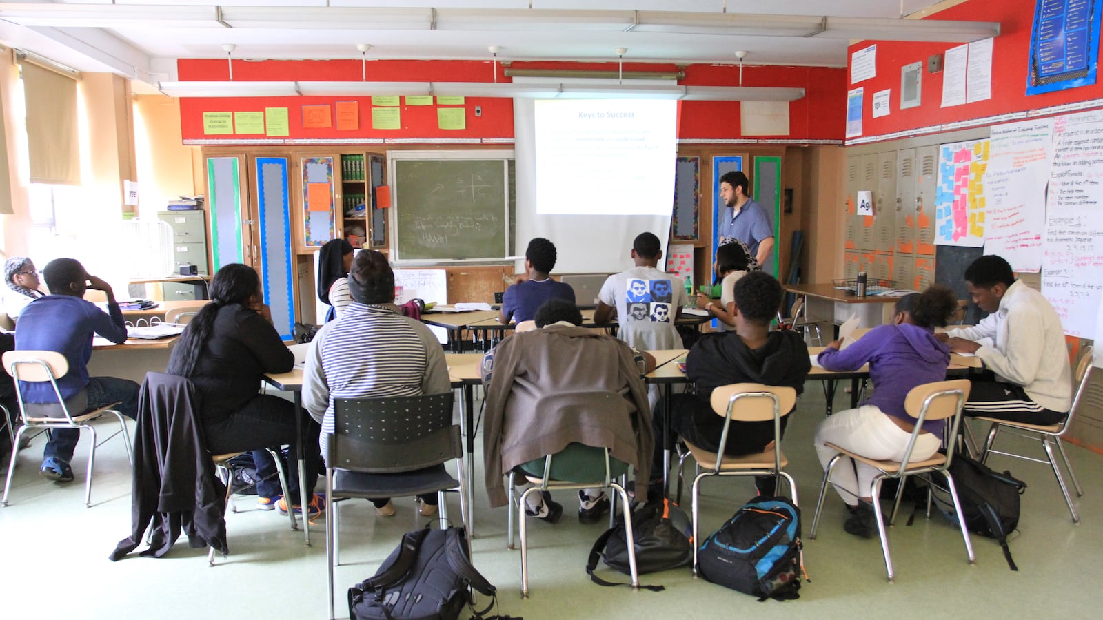 Neil Garguilo teaches his 10th-grade math class at Brooklyn Generation School.