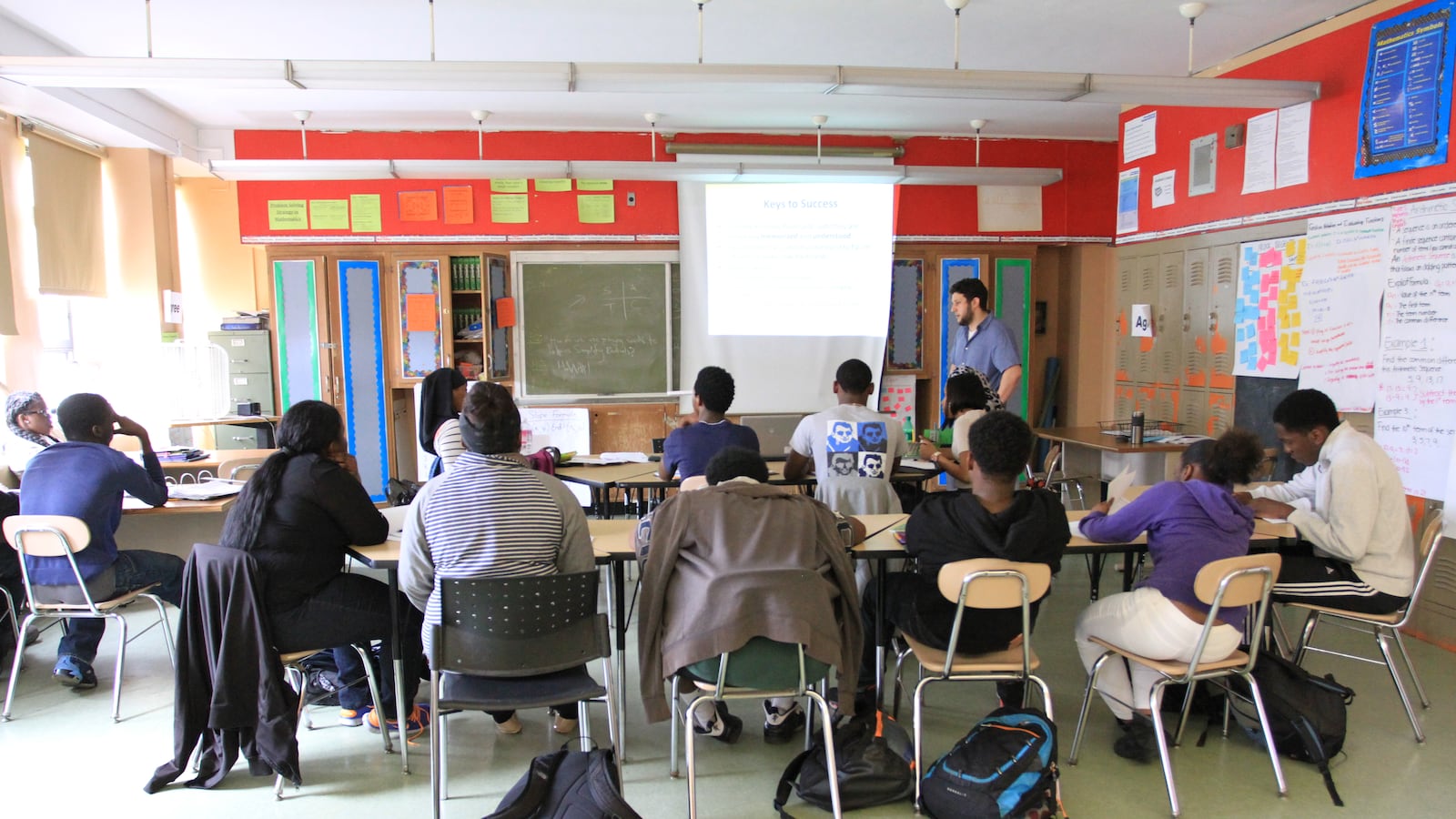 Neil Garguilo teaches his 10th-grade math class at Brooklyn Generation School.
