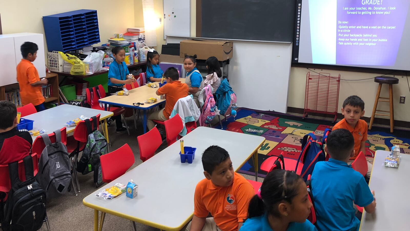 Third-graders at Escuela Avancemos, a charter school in Detroit, on the first day of the 2019-2020 school year.