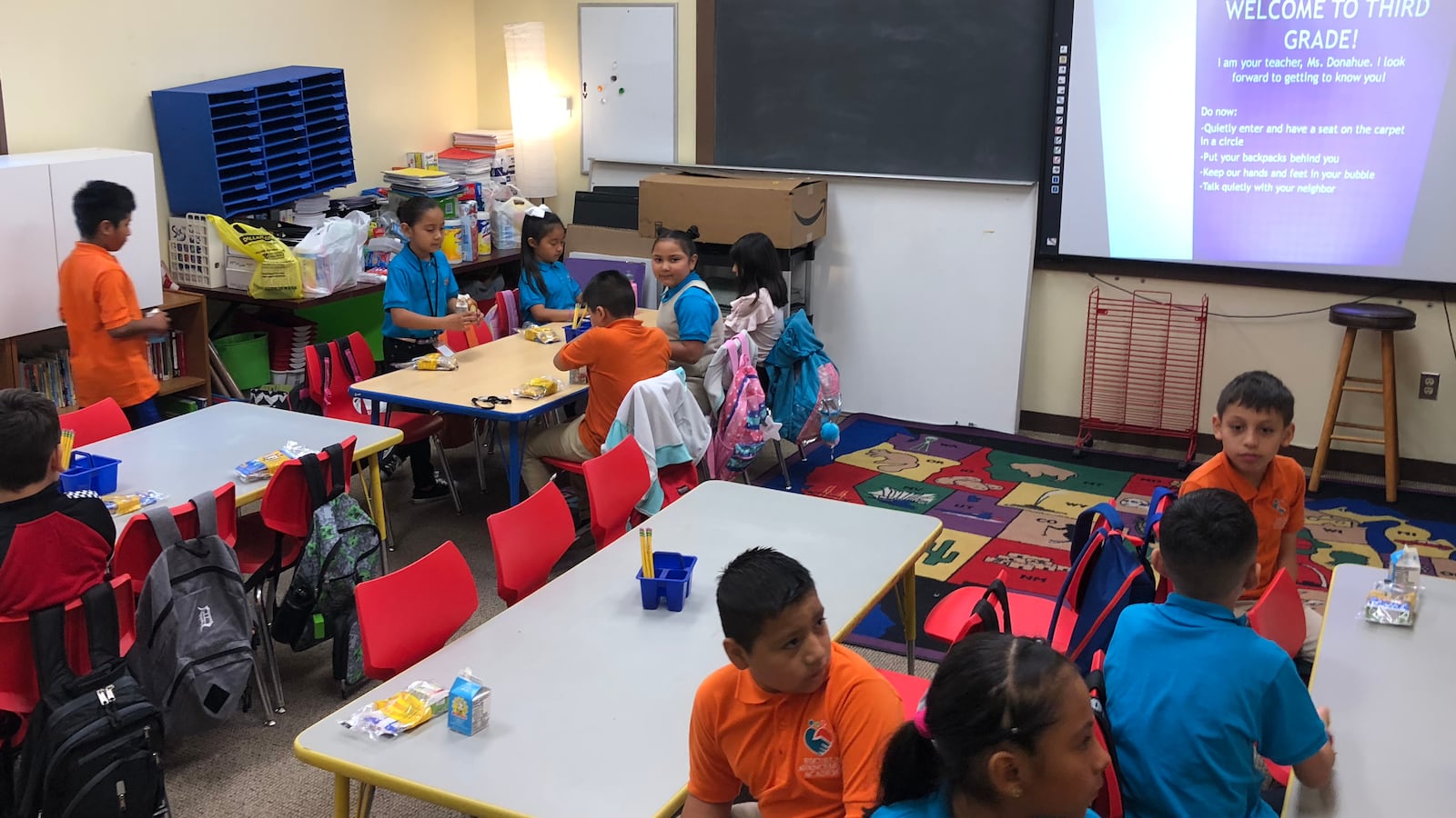 Third-graders at Escuela Avancemos, a charter school in Detroit, on the first day of the 2019-2020 school year.