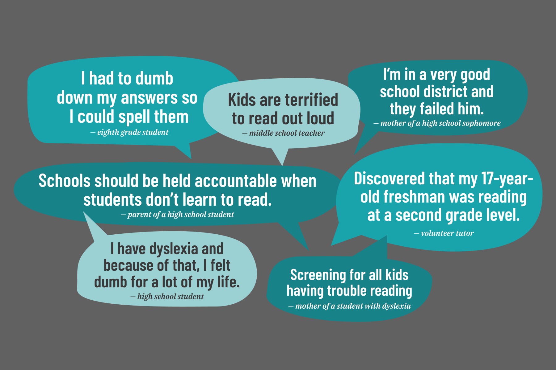 Quotes from various reader responses including perspectives from students, teachers, parents, and tutors.