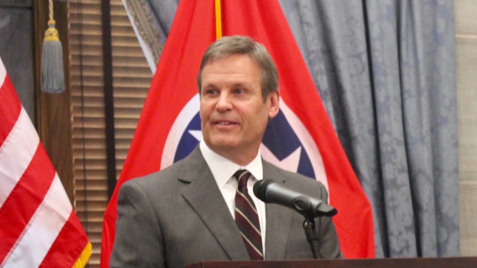 Gov.-elect Bill Lee speaks with reporters the day after being elected the 50th governor of Tennessee. His 75-day transition ends with his inauguration on Jan. 19.