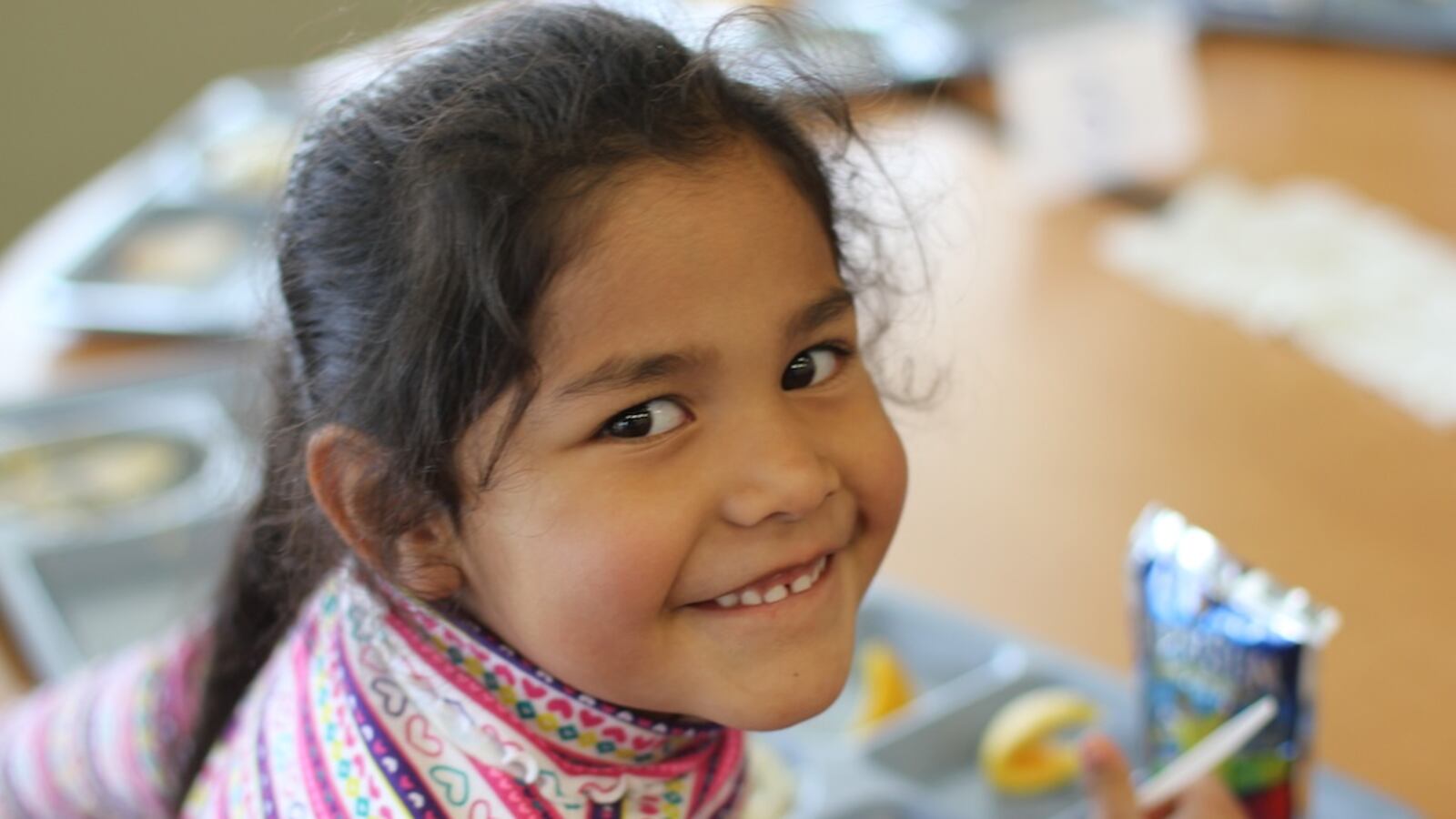 An Eagle County student eats lunch.