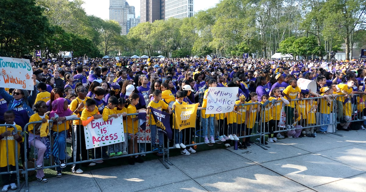 Funding, school choice, the mayoral race: Advocates show their support of charters.