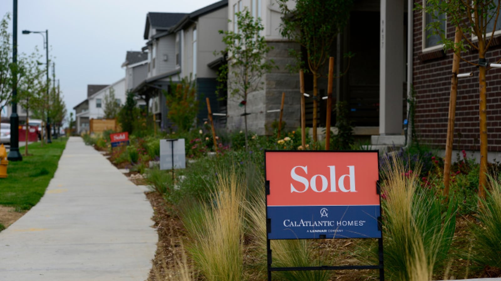 Sold signs can be seen on many of the homes in Stapleton on August 1, 2018, in Denver, Colorado.