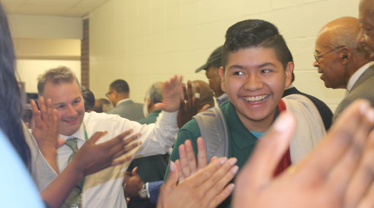 High fives and storytime welcome students back at two Indianapolis Public Schools