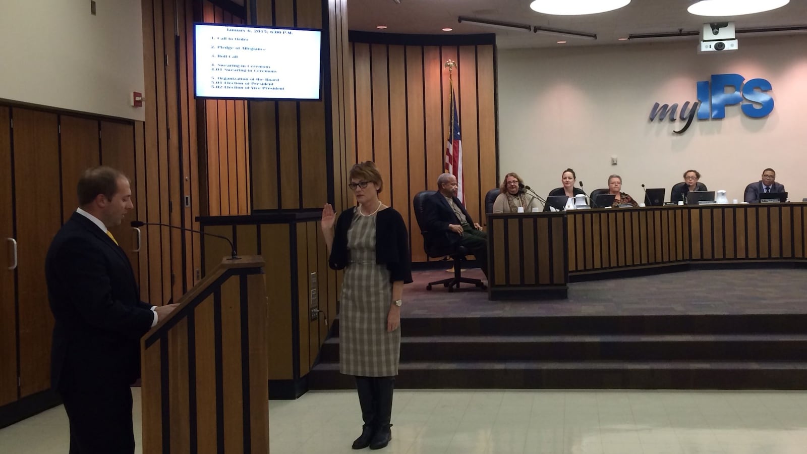 Mary Ann Sullivan is sworn in as an Indianapolis Public School Board member.