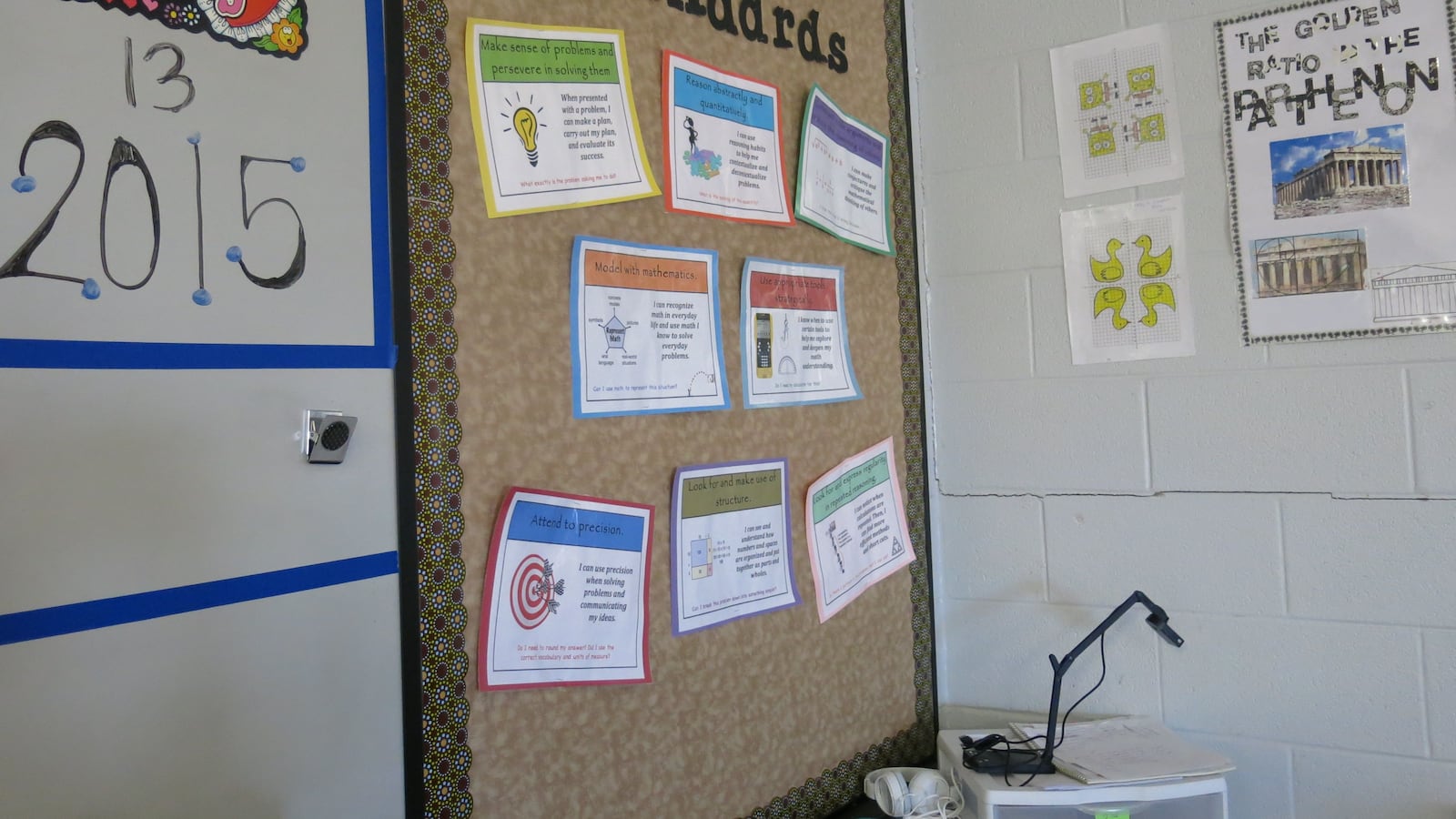 The Common Core standards for high school math adorn the walls of Christi Root's classroom at Monterey High School in Putnam County.