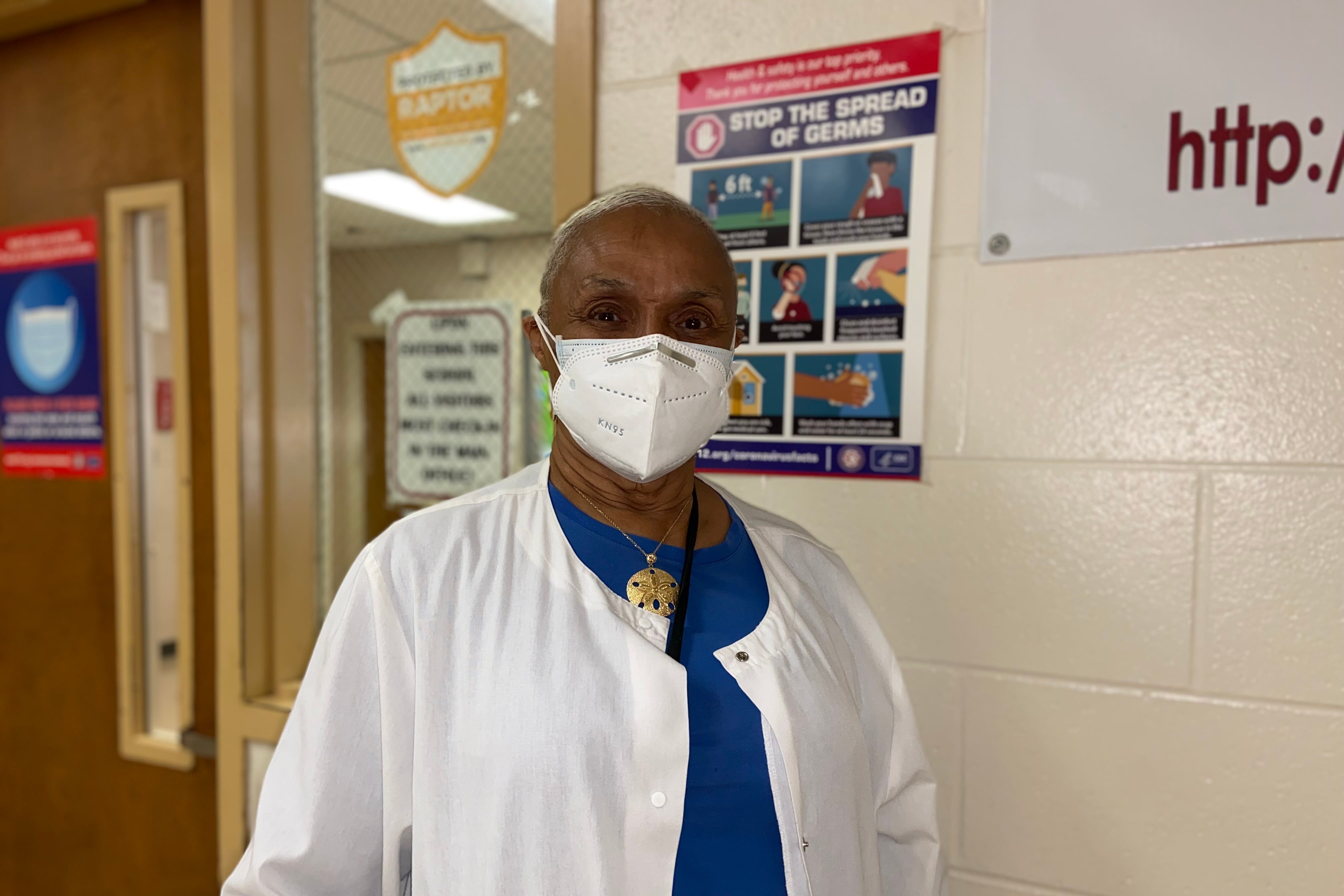 Nurse Karen Taylor poses for a photo at Cummings K-8 Optional School.