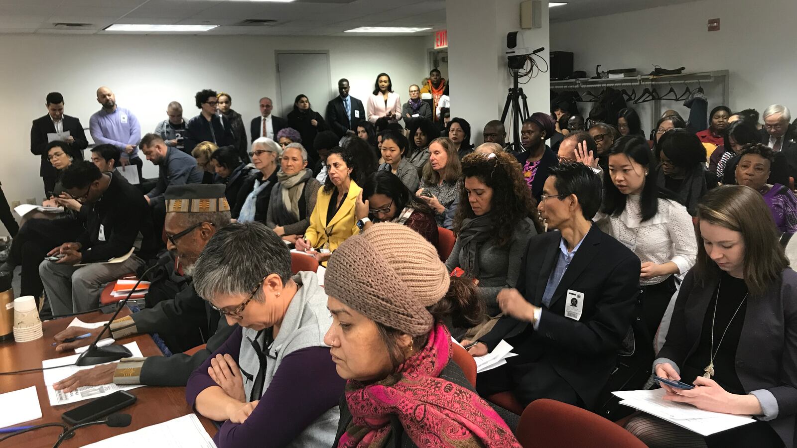 The crowd listens during a state Senate New York City Education committee hearing on mayoral control.