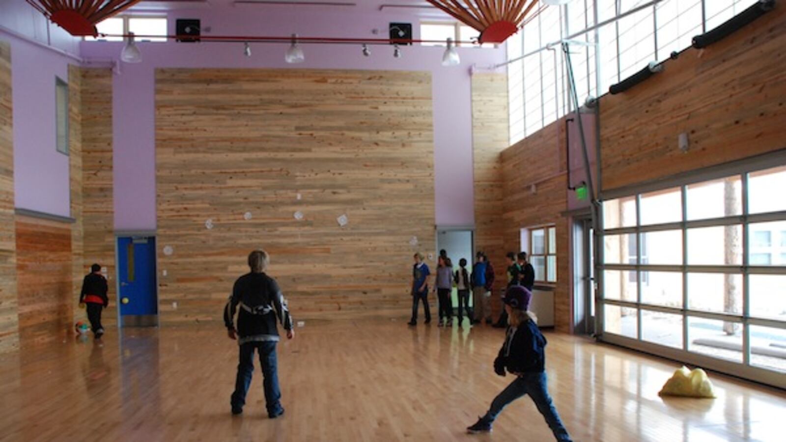 Crestone students play dodgeball in p.e., one of the school's more traditional activities.