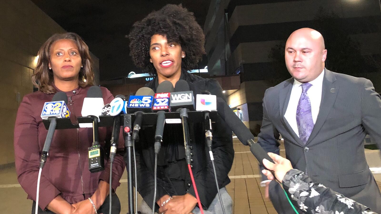 Chicago Public Schools Chief Education Officer LaTanya McDade, left,  Deputy Mayor Sybil Madison, and Chief Operating Officer Arne Rivera talked with reporters about progress in contract bargaining Oct. 24, 2019.