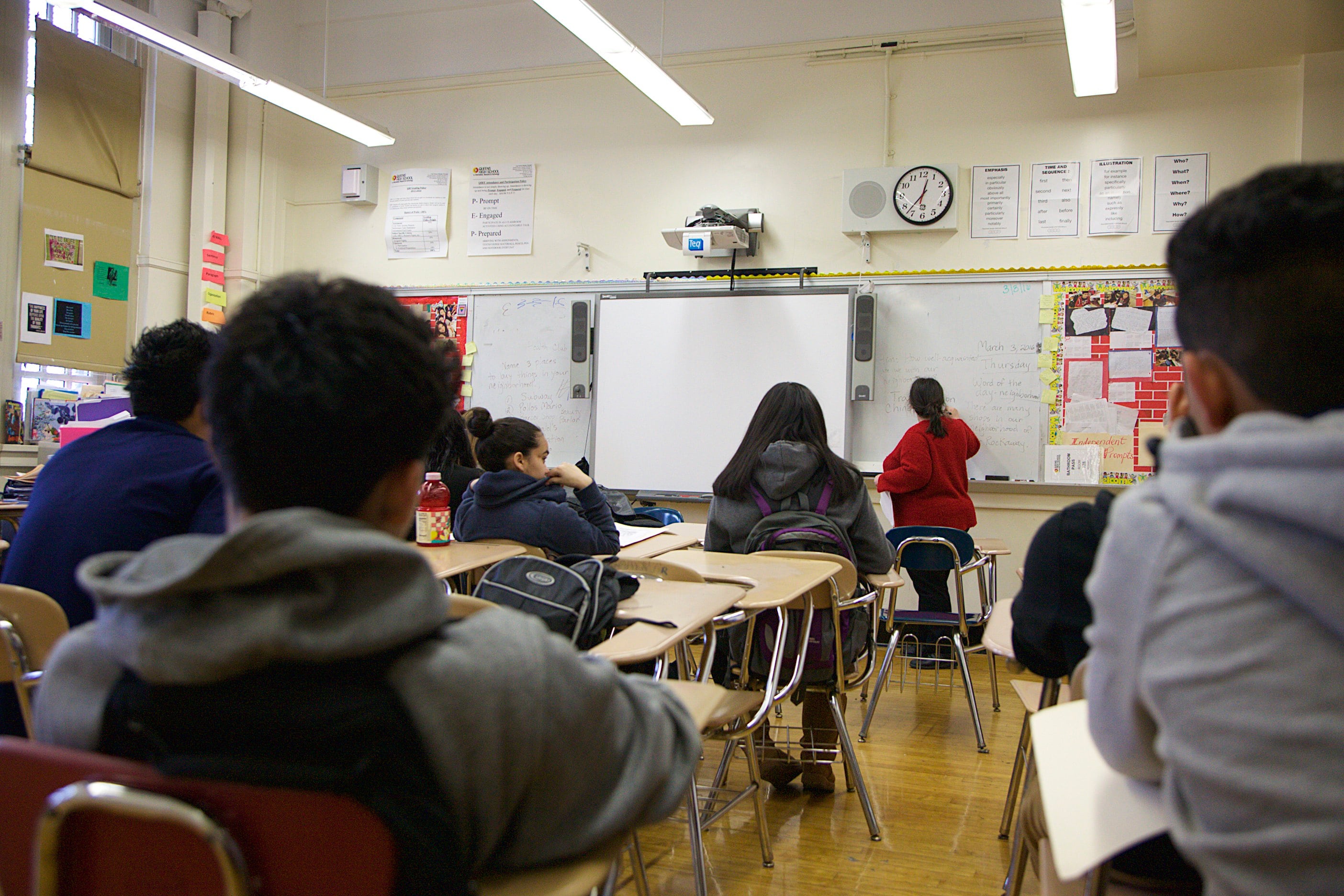 An ESL classroom at QIRT, where 26.2 percent of students are in an ESL program. The borough of Queens has the highest number of ELL students, at 29.9 percent.