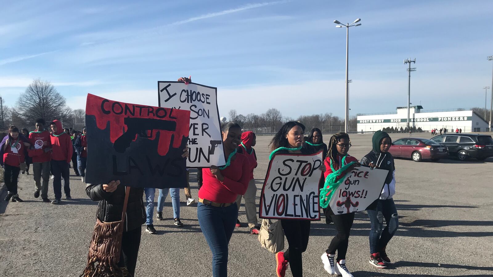 Students at Northwest High School joined the National School Walkout on Wednesday, March 14, 2018.