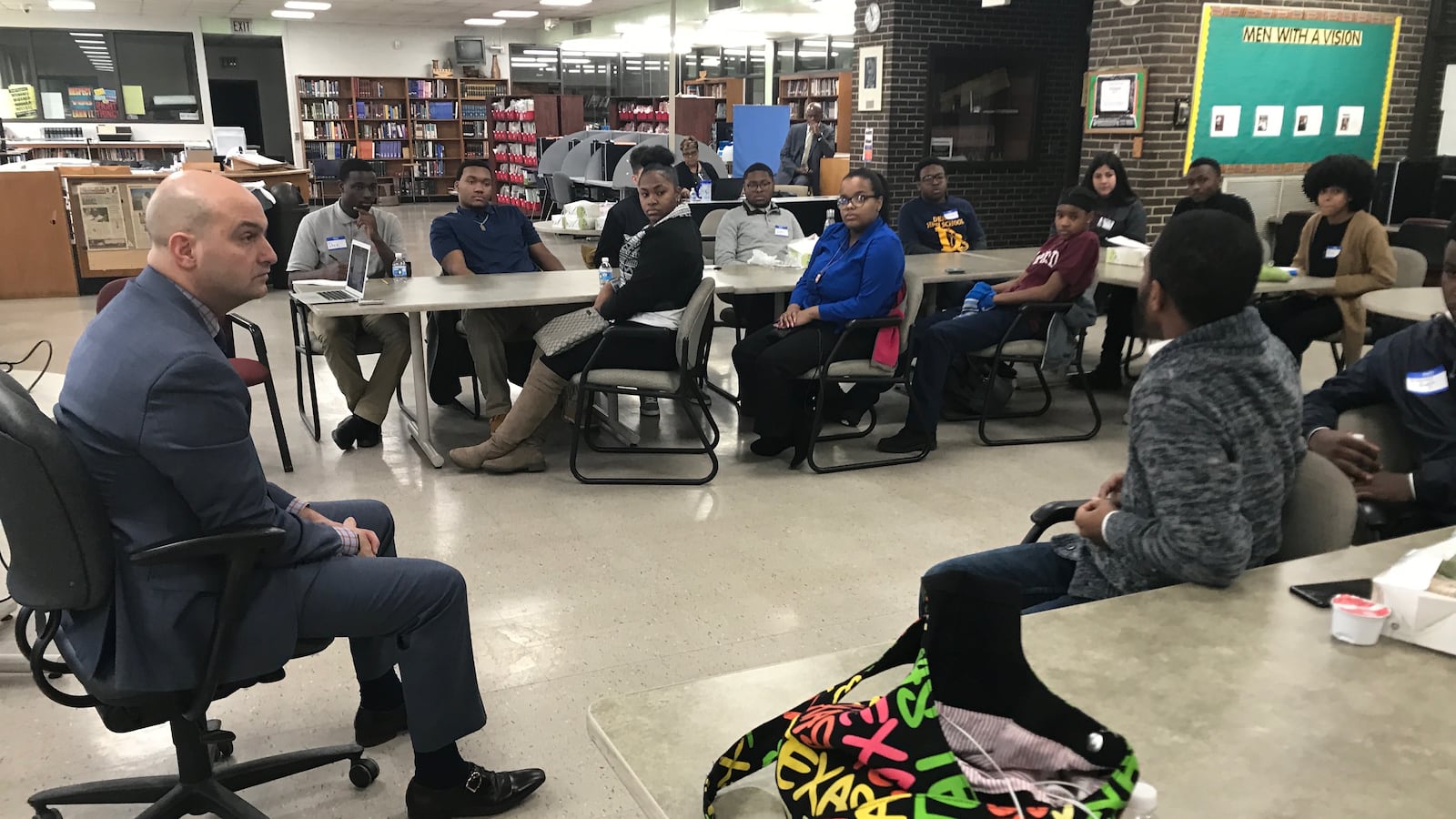 Detroit schools superintendent Nikolai Vitti met with student leaders about their plans to participate Wednesday in a nationwide student walkout to protest gun violence.