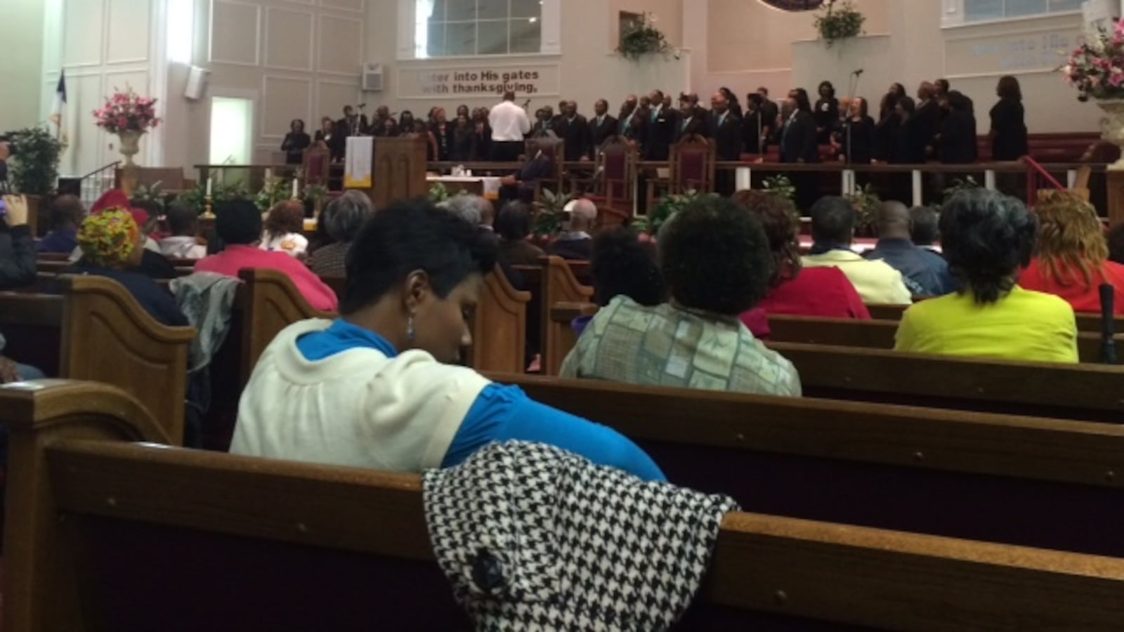 A choir performs during a rally for school vouchers Tuesday at Mt. Moriah Baptist Church.