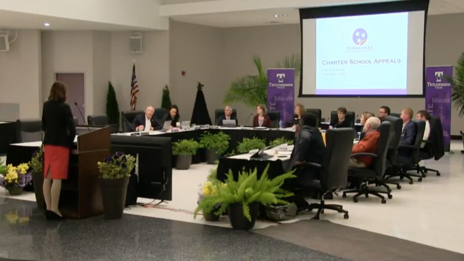 Members of Tennessee's State Board of Education listen to recommendations on charter school appeals during their two-day meeting in Cookeville.