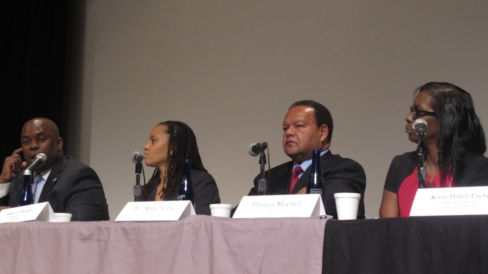 Former schools Chancellor Rudy Crew, second from right, expressed doubts about his old school-turnaround program on a recent panel.