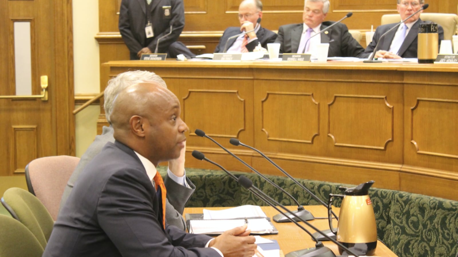 Shelby County Schools Superintendent Dorsey Hopson presents to a legislative education committee in Nashville.